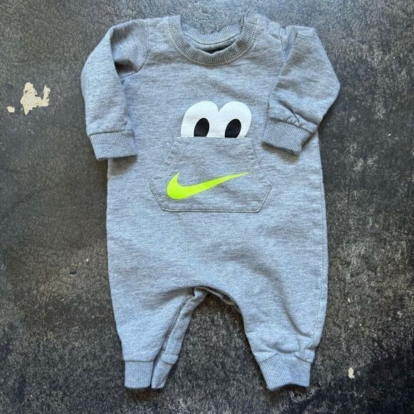 Nike Baby One Piece Grey Color Neon Swoosh Size 3M 3 Months - Picture 1 of 10